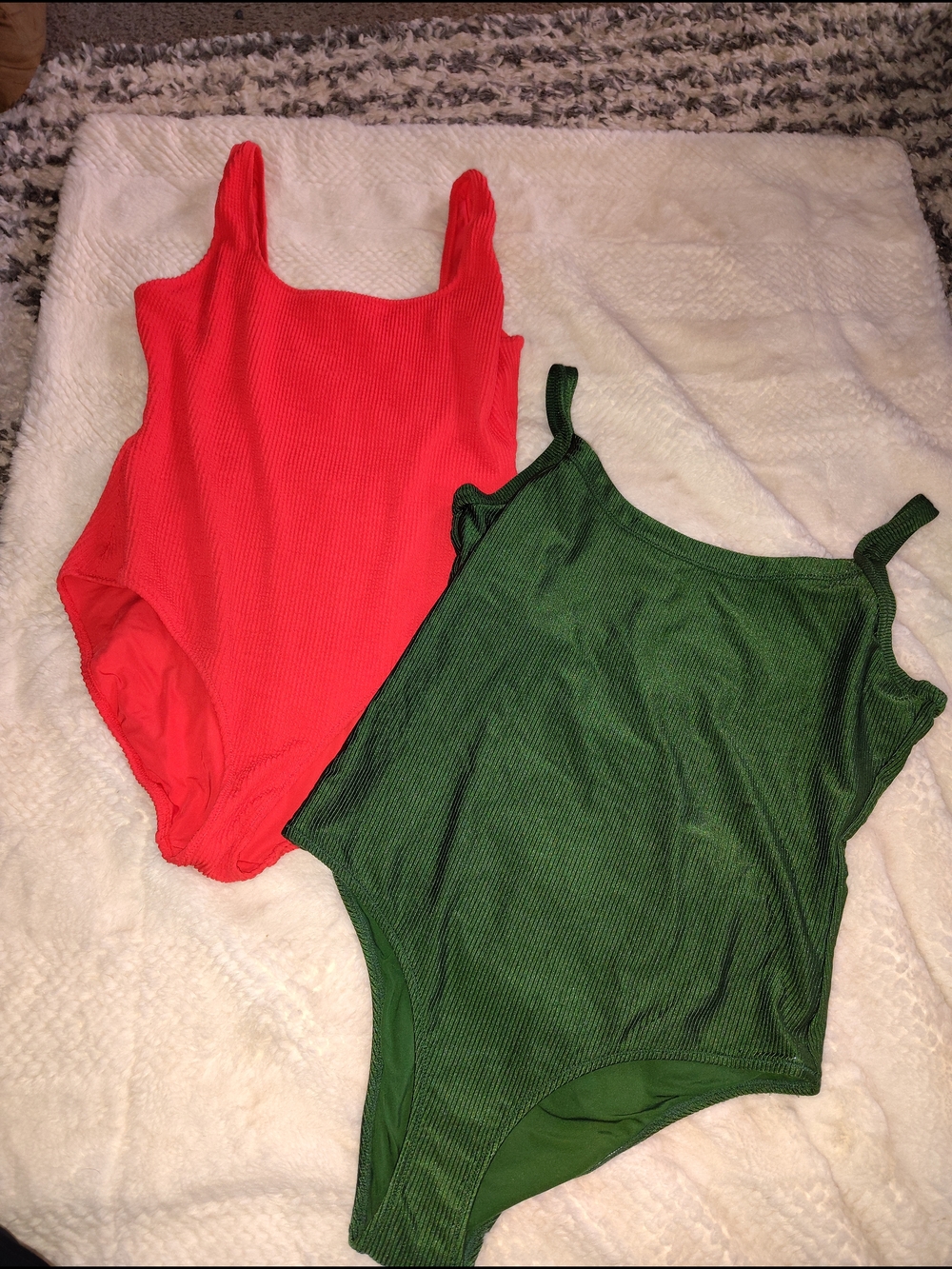 aerie Ribbed One-Piece Swimsuits in Red and Green